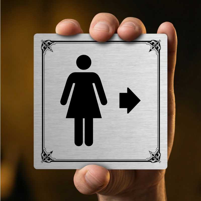 WC ženy vpravo, 100x100mm, zlatá, Nevada